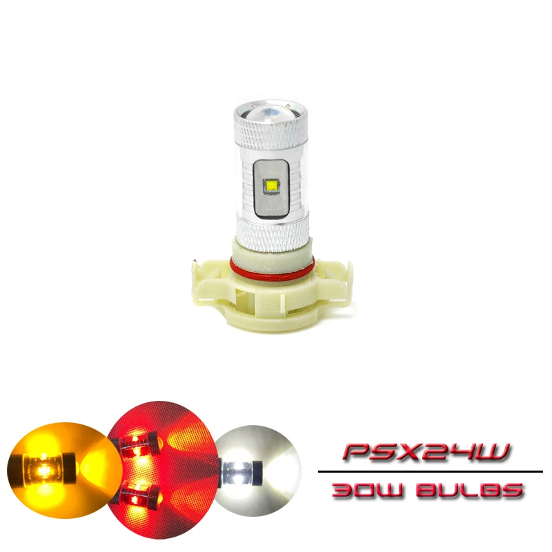 

Direct Replace PSX24W 12276 2504 PG20-7 30W High Power Led Light Driving Running Light Bulbs White Red Amber Color Lamps
