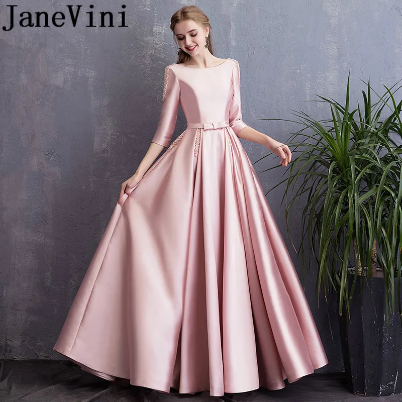 blush satin dress long