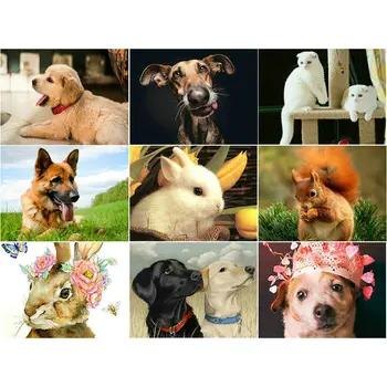 

Full Square Diamond Embroidery Mosaic Crystal Drill 5D DIY Diamond Painting Cross Stitch animals dog Stickers home Decoration