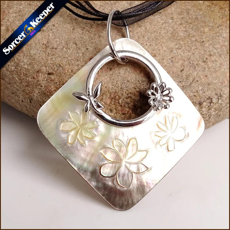 Vintage Natural Mother of Pearl Shell Pendant Antique