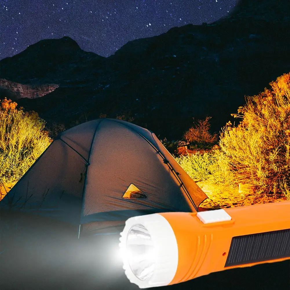 

Solar charging flashlight plug charging small flashlight multi-purpose household flashlight camping hunting 2 gears dimming