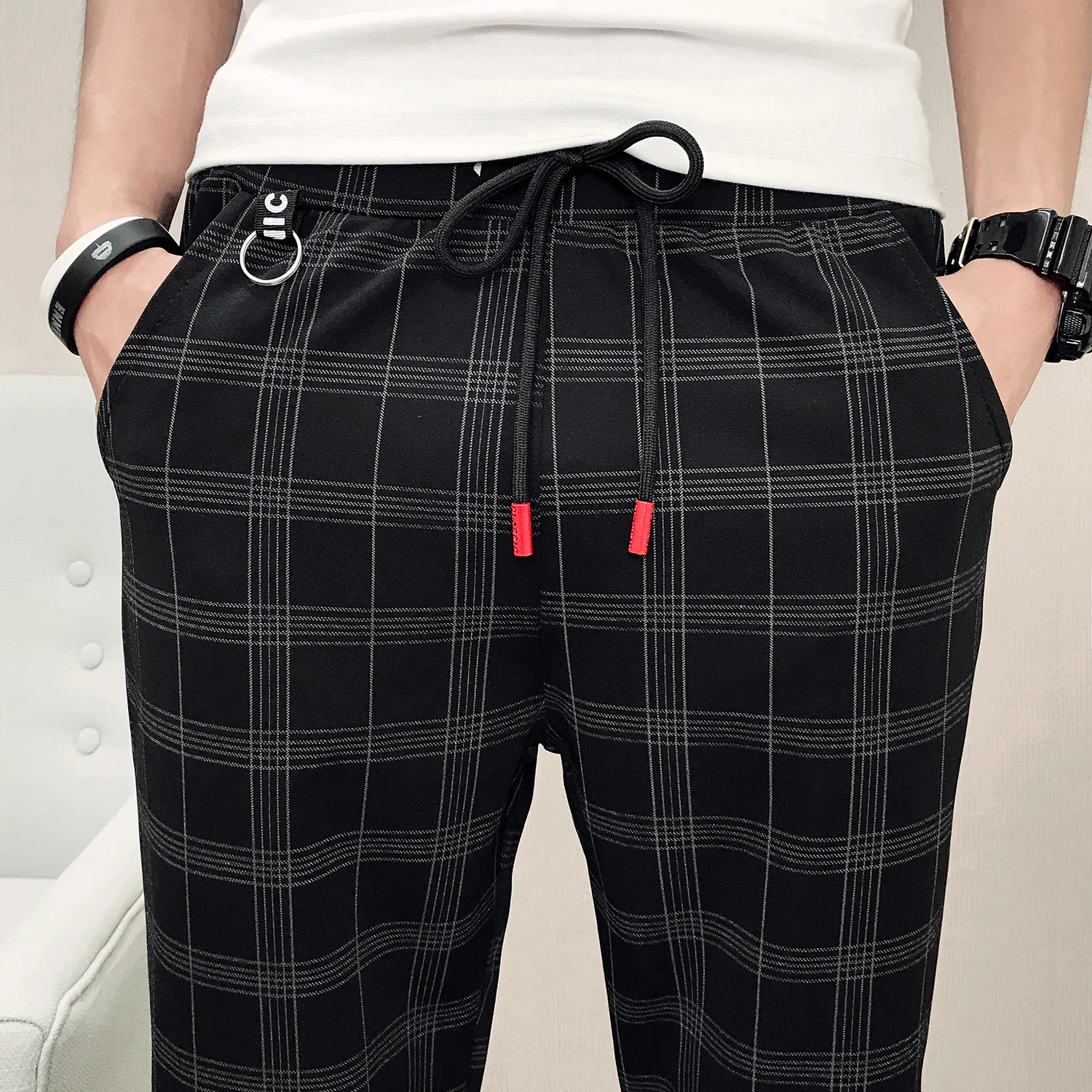 Cheap 2019New Arrival Men Shorts Casual Shorts For Men Elastic Waist Summer Casual grid Shorts brand Personalized Printed High Quality