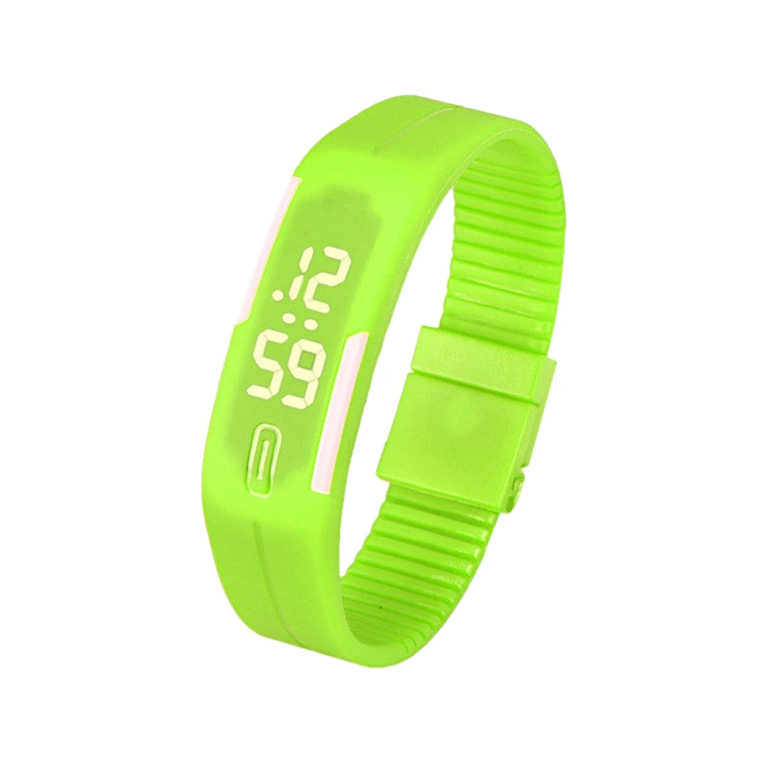 Спортивные силиконовой резины белый светодиодный цифровой часы браслет Для мужчин Для женщин зеленый