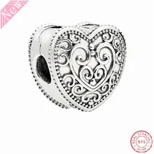 Гералдический узор Бисероплетение детали Зачарованный Сердце Клип бусины для самостоятельного изготовления ювелирных изделий Fit PANDORA Подвески Серебро 925 CL048
