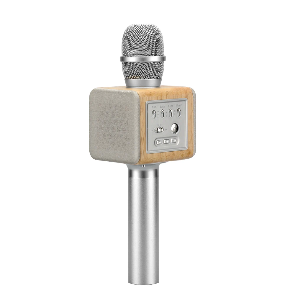 Original brand MicGeek ELF Wireless Karaoke Microphone 2.1 Sound Track Natural Rosewood DSP Chip Voice Speakers Smartphone  ELF 01