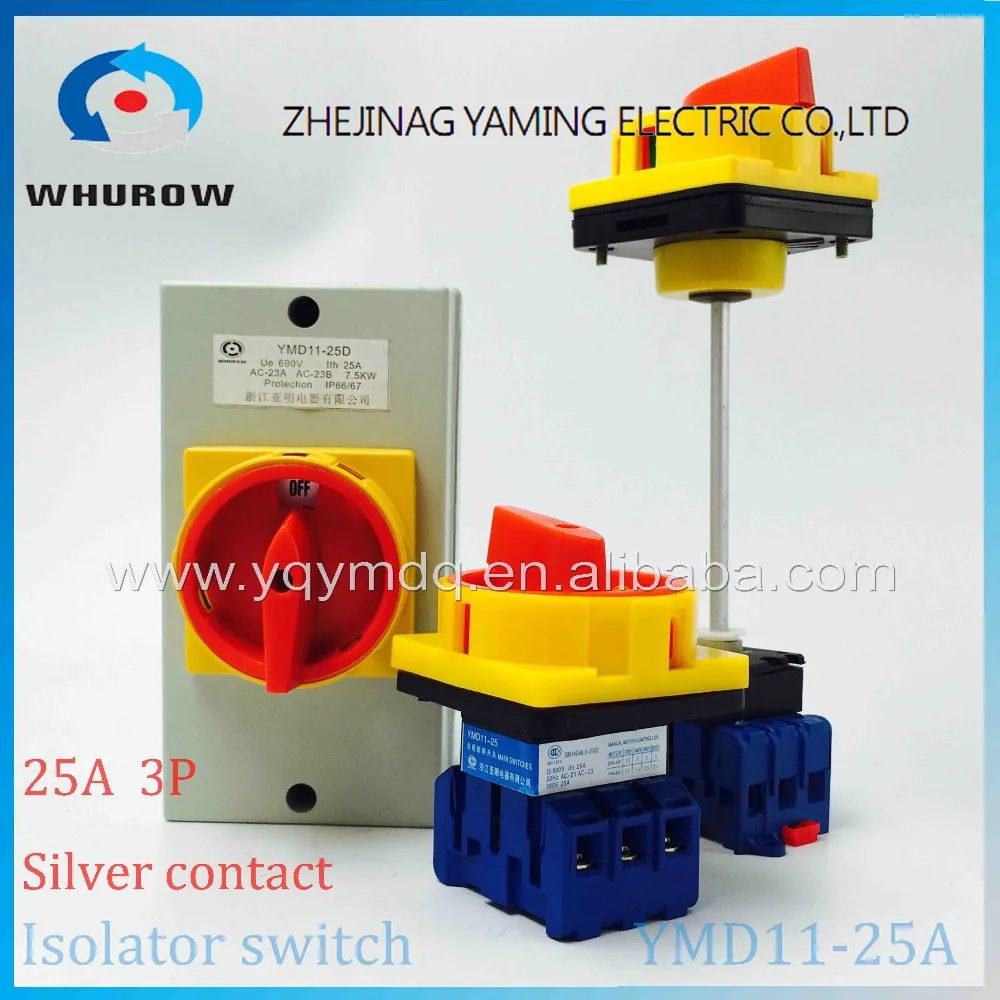 

Isolator switch YMD11-25A load break switch universal power cut off switch on-off 25A 3P changeover cam switch 6 sliver contacts