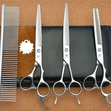 4 шт. ножницы для домашних животных Костюм 682#7,0 ''Парикмахерские ножницы собаки кошки домашние животные скручивающие ножницы Thinning ножницы для волос