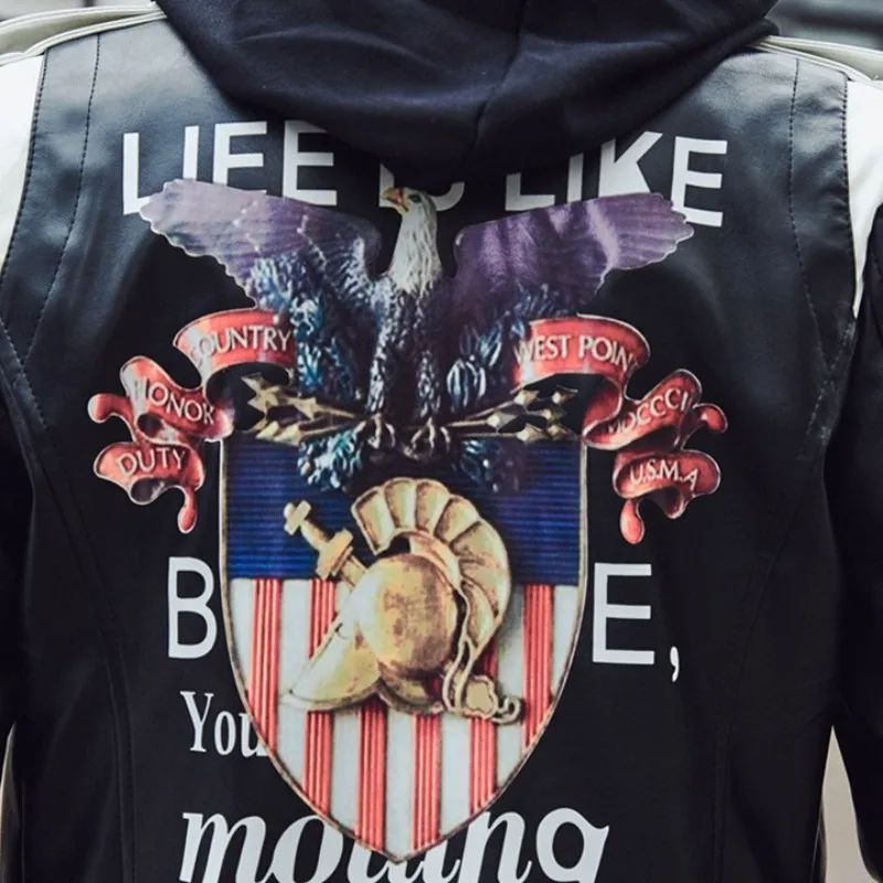 Высококачественная мужская повседневная куртка в стиле хип-хоп из искусственной кожи, Готическая уличная куртка с принтом, мотоциклетная байкерская куртка, пальто из искусственной кожи