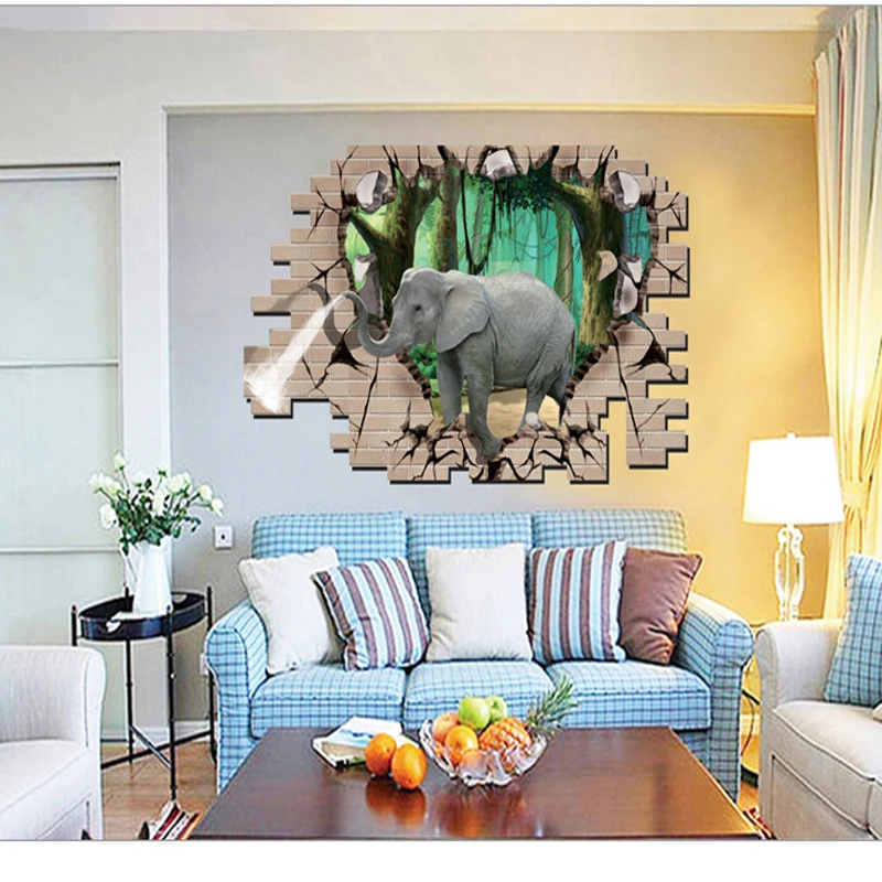 Hot Sale 3D Wall Sticker Elephant Stickers Home Decor DIY Art Decals 3D