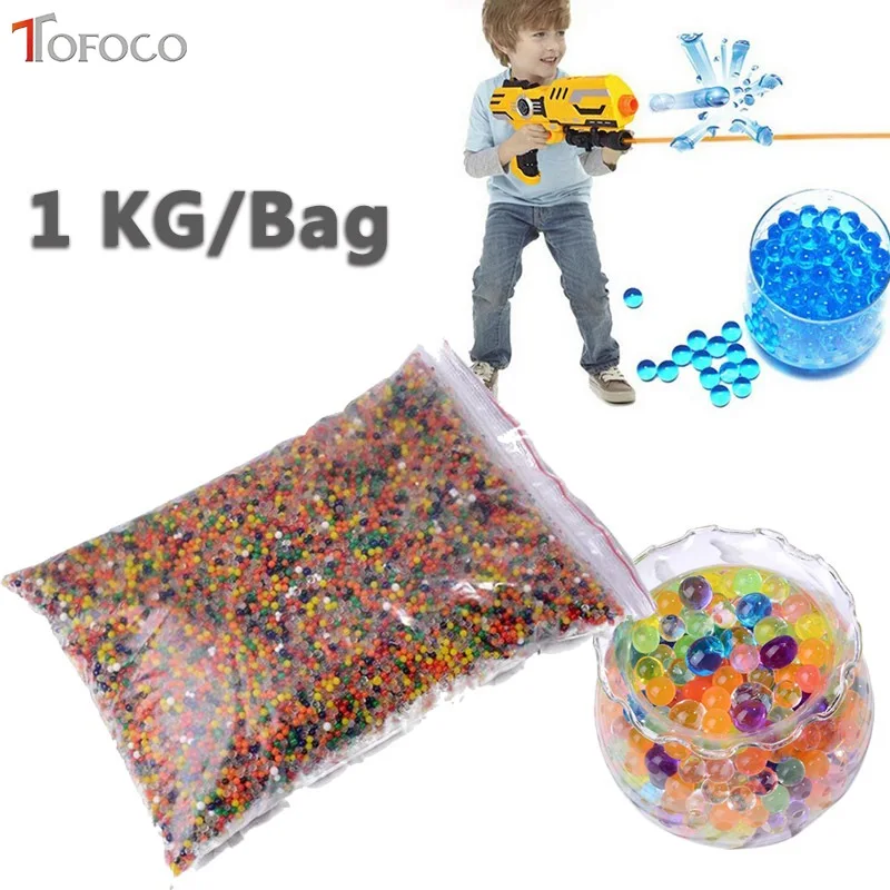 

TOFOCO 1KG/Bag Water gun bullet Seven colors orbeez soft crystal water paintball gun bullet grow water beads balls water gun to