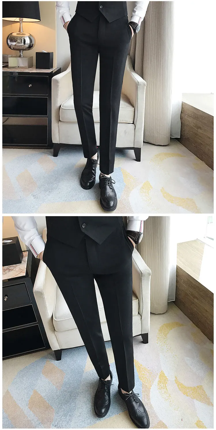 Новинка, мужские костюмные брюки, одноцветные, повседневные, деловые ...