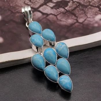 

Hermosa Gallant Design Natural BlueJasper Necklace Pendant 2 7/8 inch A298