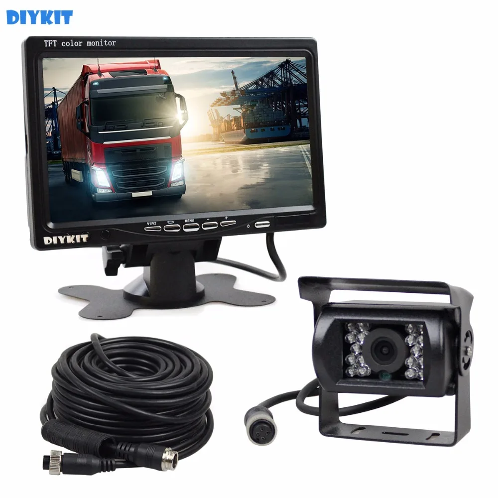 DIYKIT DC 12V-24V 7 inch TFT LCD Car Monitor + 4pin IR Night Vision CCD Rear View Camera for Bus Houseboat Truck DIYKIT DC 12V-24V 7 inch TFT LCD Car Monitor + 4pin IR Night Vision CCD Rear View Camera for Bus Houseboat Truck