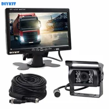 DIYKIT DC 12 V-24 V 7 polegada TFT LCD Monitor Do Carro + 4pin Visão Nocturna do IR CCD Câmara de Visão Traseira para Bus Chalupa Truck