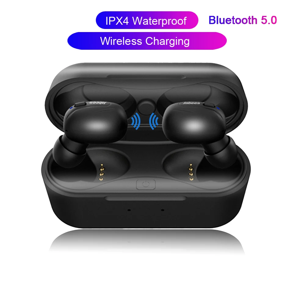 

True Wireless Earbuds With QI Wireless Charging Case bluetooth earphones headsets Waterproof High quality and high sound quality