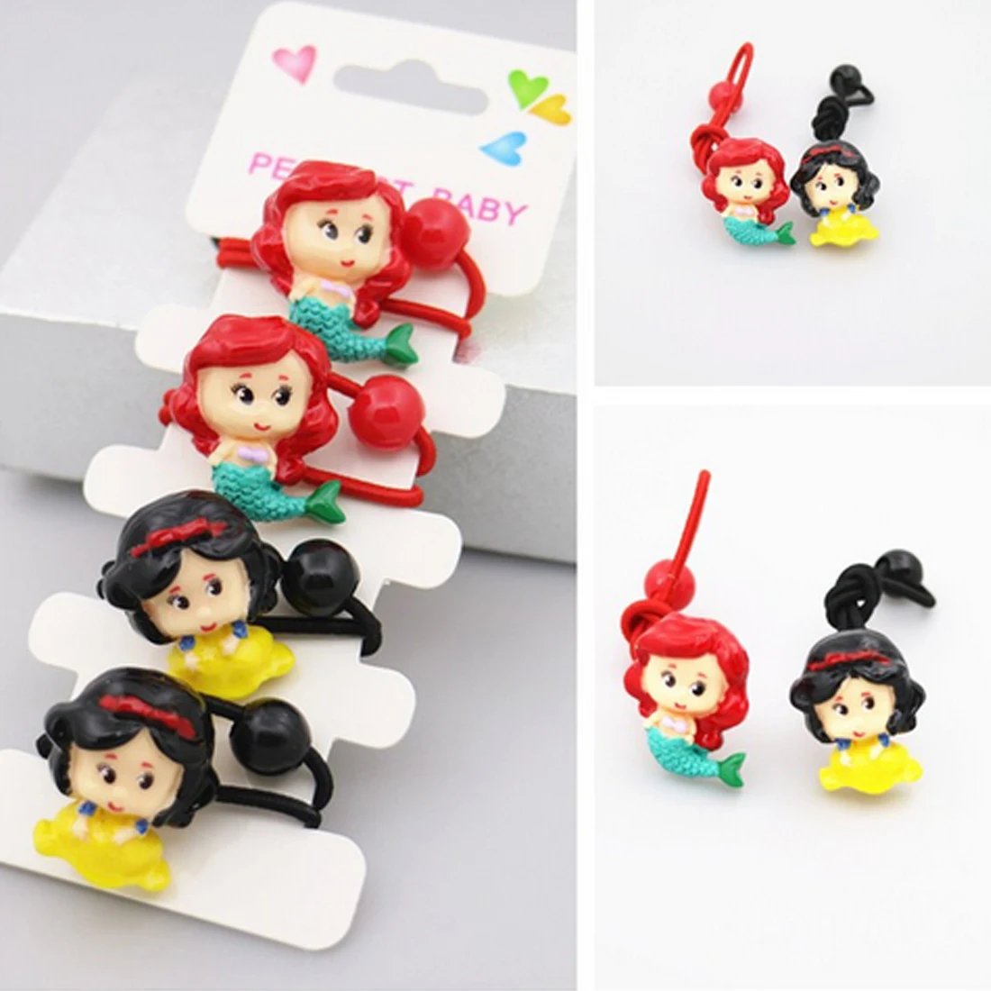 

Gilrs Princess Hair Bands 4PCS/Lot Candy Color High Elastic Rubber Tie Gum Holders Resin Women Girls Hair Accessories Gift