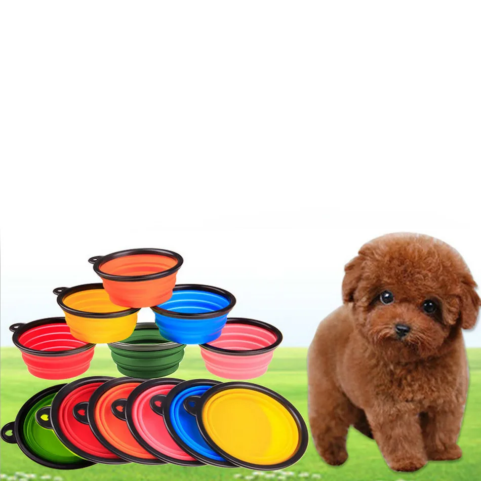 Переносная силиконовая миска для питья собаки 6 цветов, уличная миска для щенка, кошки, еда, фидерный контейнер для воды, товары для домашних животных