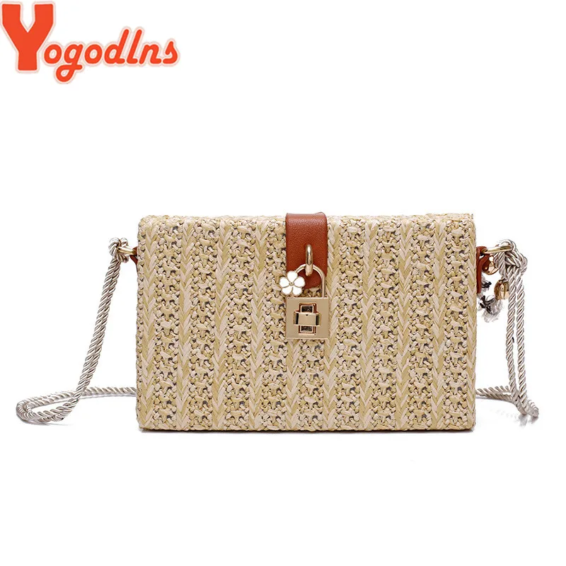 

Yogodlns Newest Lace Flowers Straw Rattan Casual Sequined Sling Flap Bag Women Clutch Wallet Lady Shoulder Crossbody Evening Bag