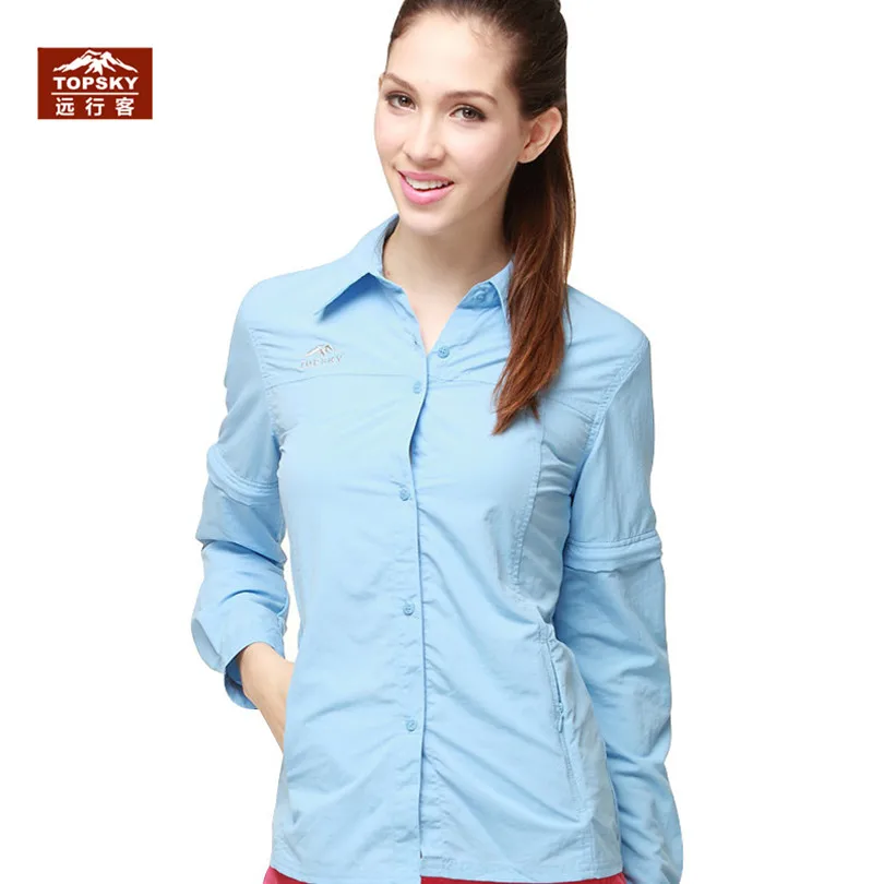 Topsky women's outdoor quick dry shirts S~XL 4 Colors Women Quick Drying Shirt Turn Down Collar 