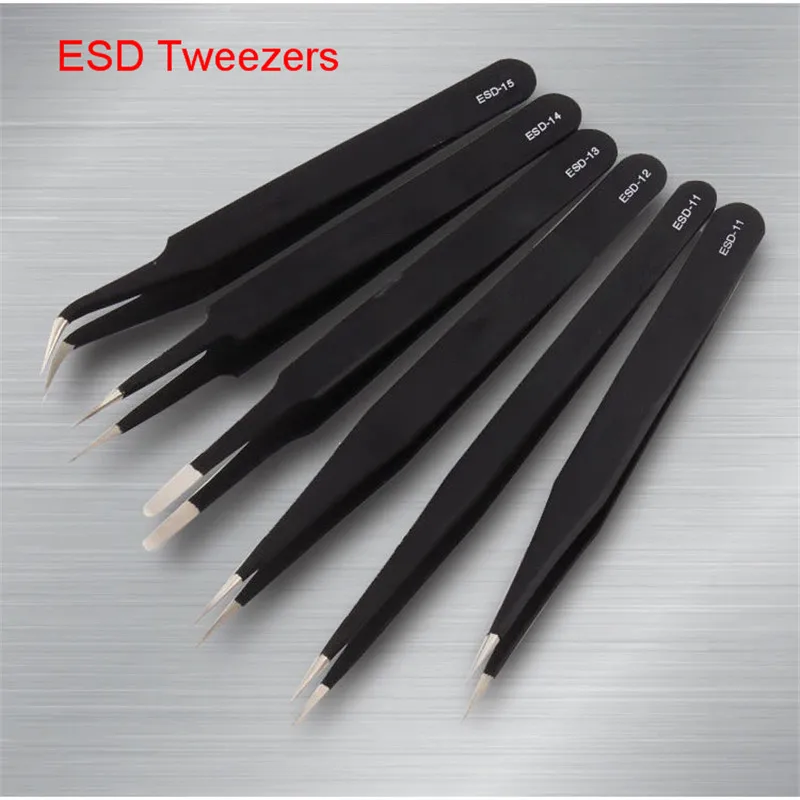 

Precision Anti-static Tweezers Maintenance ESD10-15 Anti-Magnetic Tool 6Pcs computer Tool kit