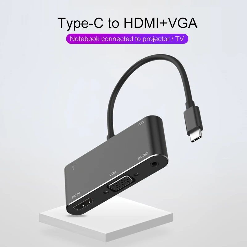 HDTV OTG кабель для USB C HDMI VGA 3,5 мм адаптер Тип C к HDMI 4 к цифровой для аналоговые аудио и видео адаптер для ПК ноутбук планшеты