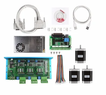 

CNC Router 3 Axis Kit, TB6600 3 Axis stepper motor driver+mach3 5 axis breakout board + 3pcs nema23 270oz-in motor+power supply
