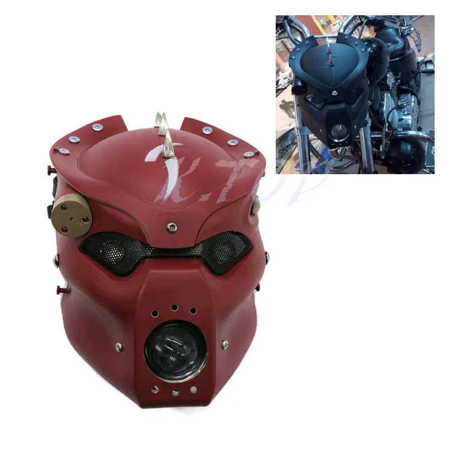 Красная мотоциклетная светодиодная фара с черепом кронштейном для Harley Honda Yamaha