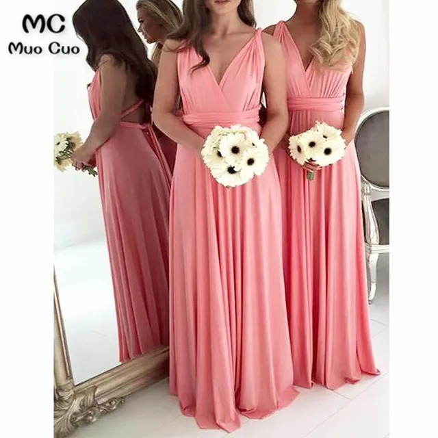 Special Price 2018 Simple Bridesmaid Dress Long Criss Cross Chiffon V-Neck Wedding Party Dress Custom Made Women Bridesmaid Dresses