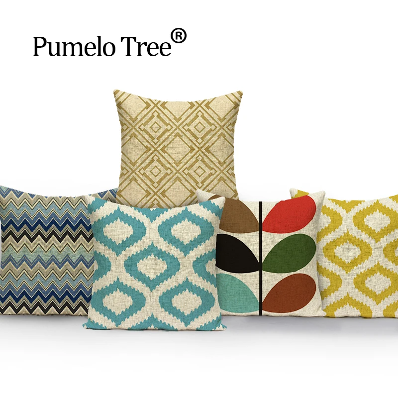 

Geometric bohemian cushion 45*45 decorative Lovely throw pillows waves linen cushions for sofa Custom cover cushion