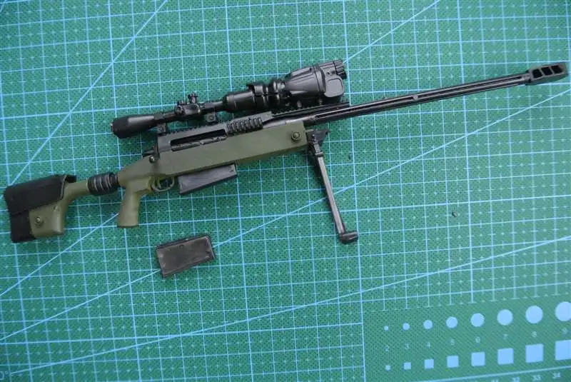 1:6 TAC 50スナイパーライフル銃モデル黒コーティングされたプラスチック軍事モデルアクセサリーのための12  