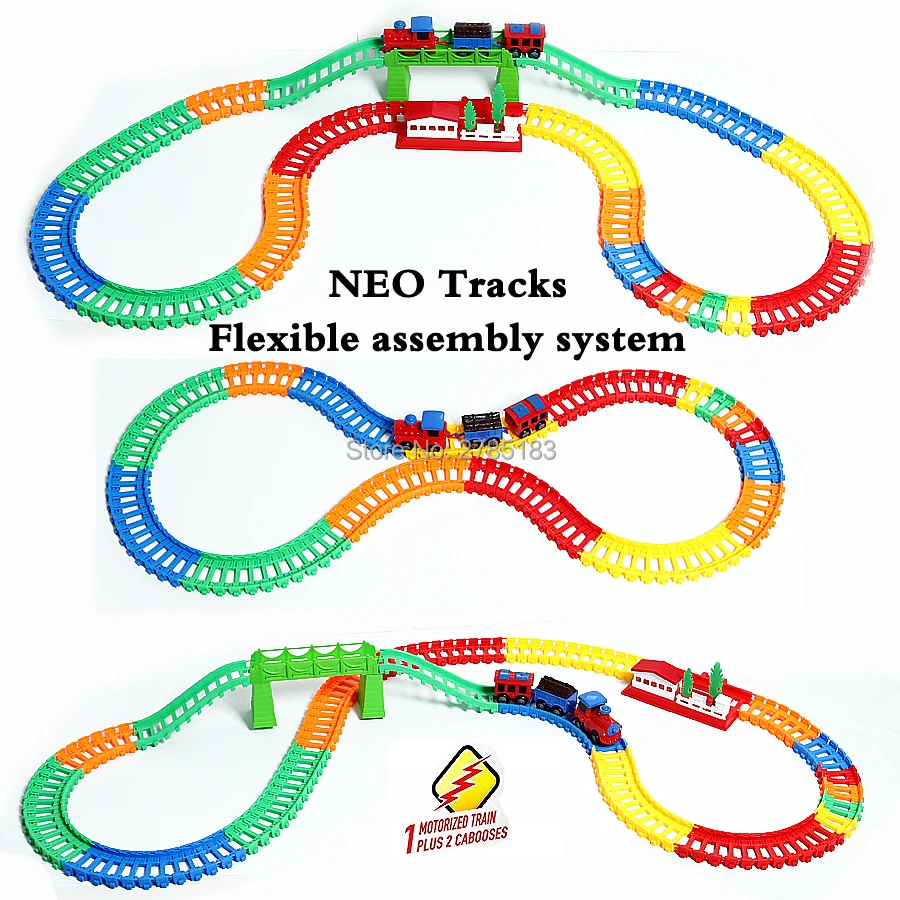 Neo Tracks Train Bend Flexible Assembly colorful train Magical Tracks