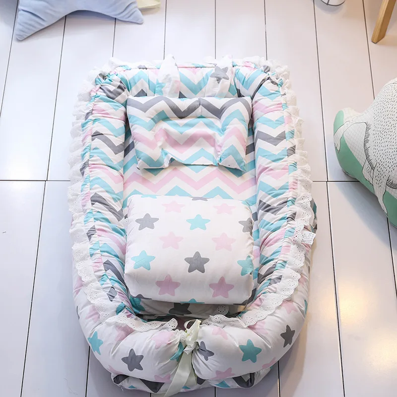 Лидер продаж комплект в детскую кроватку с Стёганое одеяло подушка натуральный хлопок детские гнездо туристическая детская