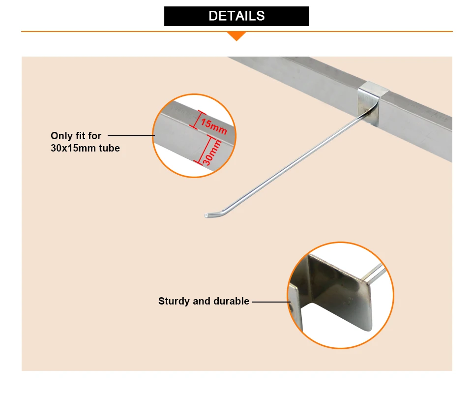 10 шт.(оснащение магазина сумок 50/70/100/150/200/250/300 мм Длина супермаркет Дисплей крюк 15x30 мм трубы квадратного сечения магазин многофункциональный крючок