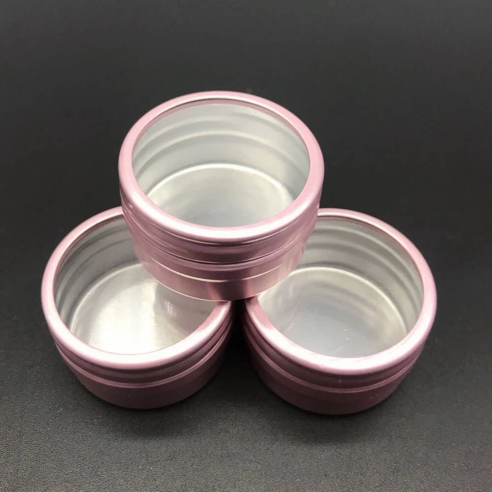 50 шт 10 г розовый цвет пустой образец крем косметический алюминиевый контейнер с окном, маленькая губная помада, губы баночки для косметики оловянные горшки