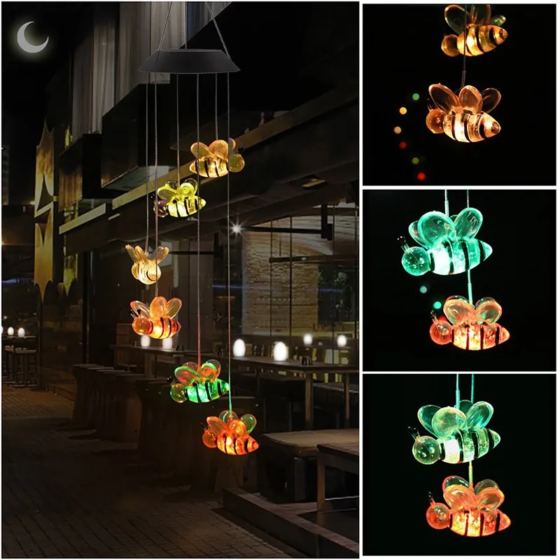 

Little Bee Solar Wind Chime Light Colorful LED Wind Chimes Light Romantic Wind-Bell Home Garden Yard Decoration Dropshipping