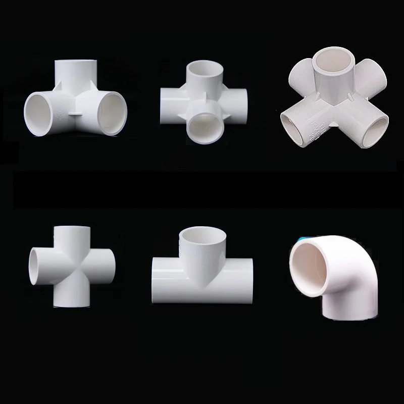 

5 Pcs PVC 3/4/5-Way Side Outlet Elbow Straight Tee Elbow Pipe Fittings 20/25/32mm for Home Garden Water Connectors Shelf DIY