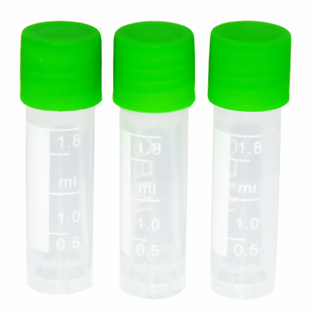 

100 PCS Clear Plastic Test Tubes Centrifuge Tubes 1.8ml Science Lab Microcentrifuge Tubes (Green)