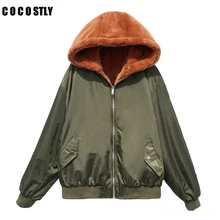 Зимнее пальто, женские куртки и пальто, Женское пальто, меховое пальто с капюшоном, милитари, зеленая куртка-бомбер, Женские базовые куртки