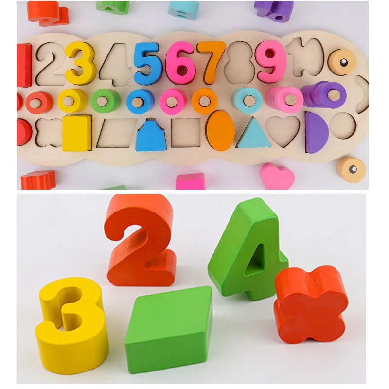 Montessori Toys Educational Wooden Toys for Children Early Learning Geometric Shape Cognition Math Match Teaching Aids