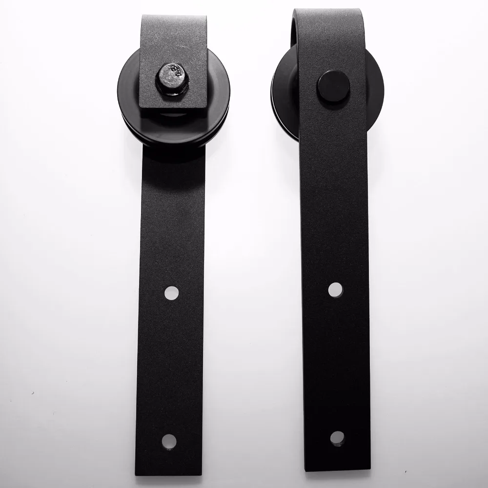 LWZH 16FT/18FT/20FT Black Country Style Steel Sliding Barn Door Hardware Sliding Closet Hardware Kit for Single Door