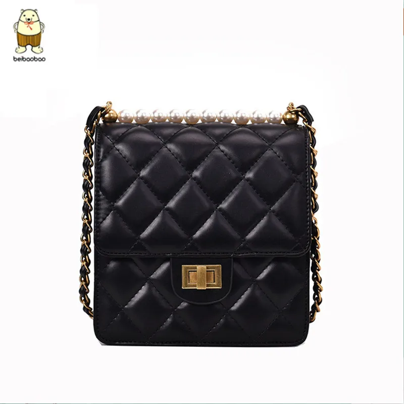

Beibaobao 3 Colors Hot Pearl Chain High-Grace PU Cortex Small Fragrant Wind Siingle Shouder Slanting Woman Elegant Bags