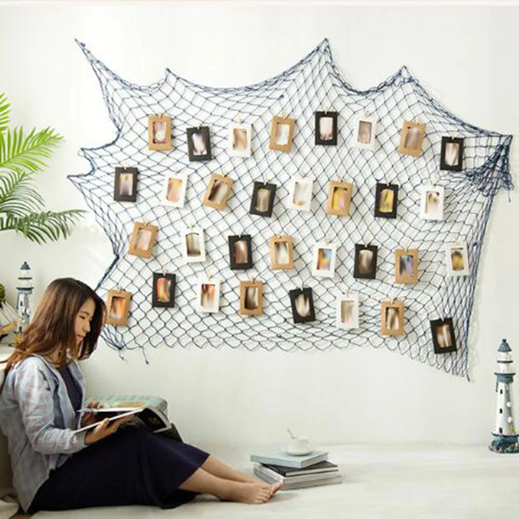 Creative Hanging Photo Display Photo Frame DIY Fishing Net Wall Art Picture Holder With Paper Picture Frame Clips Nails