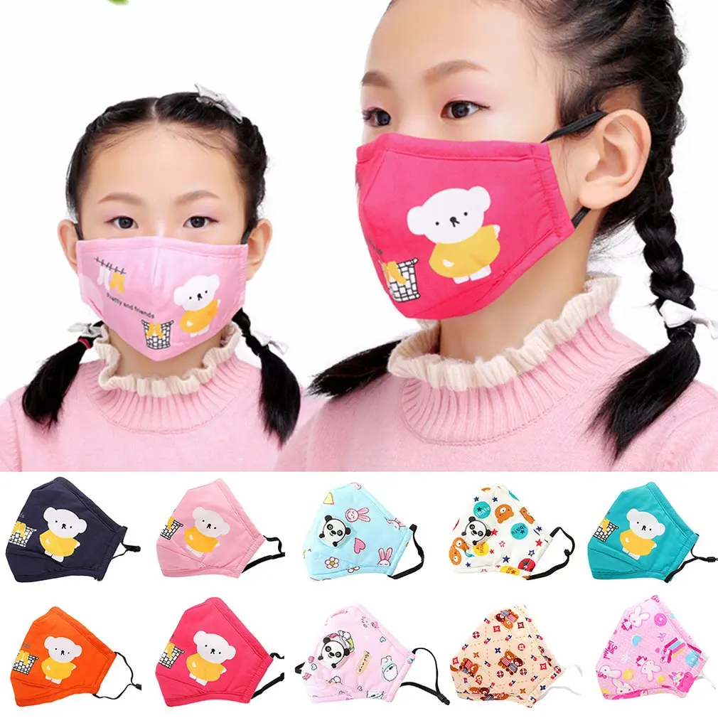 

PM2.5 Children Cartoon Cotton Anti Dust Mouth Mask Activated Carbon Filter Windproof Mouth-muffle Proof Flu Face Masks