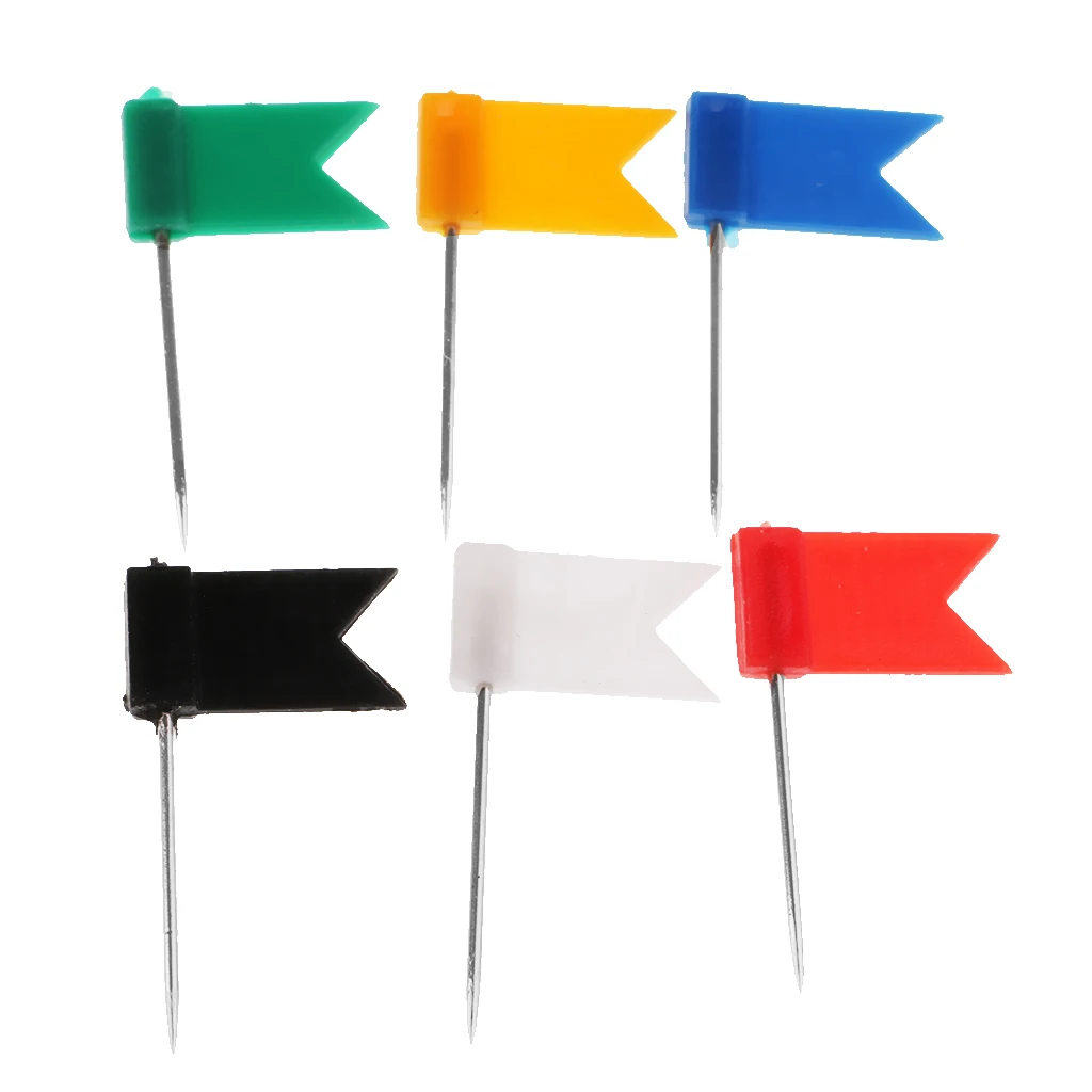 100pcs Flag Push Pin Marker Marking Pins Tacks Thumbtack for Notice Cork Board World Map