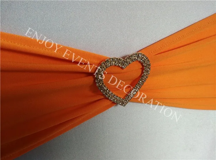YHA#13-1 gold heart rhinestone brooch buckle chair band sash bow-2