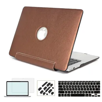 

RYGOU Premium PU Leather Coated PC Hard Case with Keyboard Cover Screen Protector for MacBook Air 13 11 Pro Retina 12 13 15 Inch