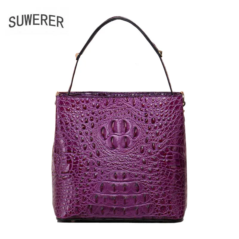 SUWERER 2018 new Genuine Leather women bag genuine leather crocodile