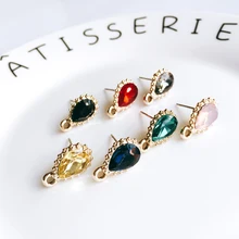 Zeroup strass cor de ouro chapeado brincos do parafuso prisioneiro eardrop para feminino menina jóias componente diy material feito à mão 6 pçs