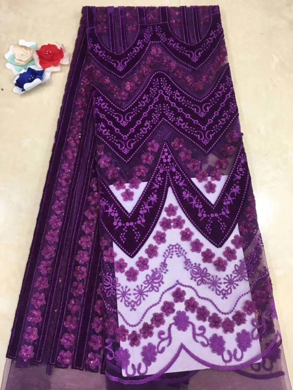 

French lace fabric 5yds/pce by dhl purple sequins velvet fabrics for women luxury asoebi 2019 new arrival high quality designs