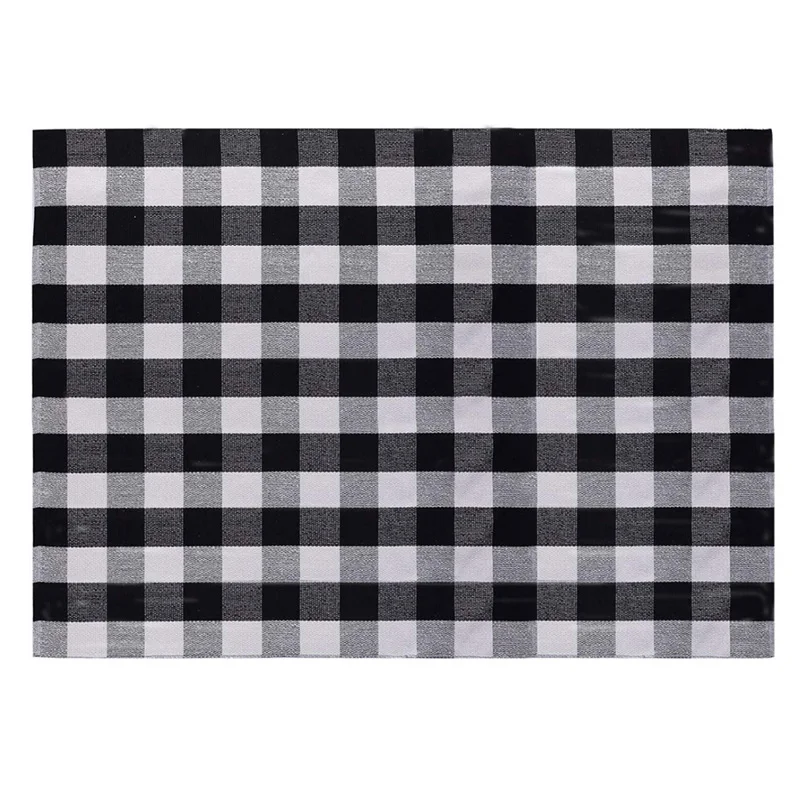 100 Cotton Black and White Plaid Checked Large Carpet Handmade Woven